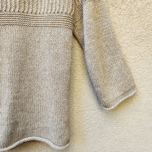 Eddie Bauer Cardigan Women's Medium Beige 3/4 Sleeve Linen Cotton Blend Sweater - Picture 10 of 12